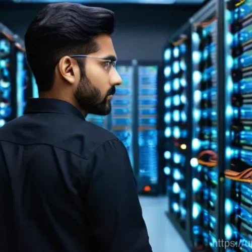 네트워크관리사 취득 후 성공적인 커리어 전환 사례 - **Prompt:** A highly focused and competent network administrator, a person of South Asian descent, m...