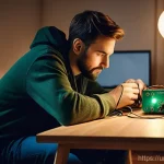 네트워크관리 실무에서 경험한 장애 처리 사례 - **Prompt 1: Initial Network Troubleshooting at Home**
    "A person, mid-30s, wearing casual but nea...