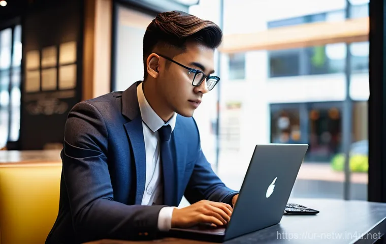 네트워크 자격증 취득 후 IT 프로젝트 참여 후기 - **Prompt:** A young, determined IT professional in their late 20s, dressed in smart business casual ...