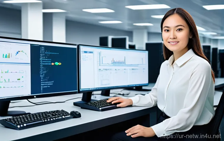 네트워크관리사 실기 시험에서 자주 출제되는 문제 분석 - **Prompt:** A young, focused network administrator (female, early 30s, wearing a smart casual blouse...