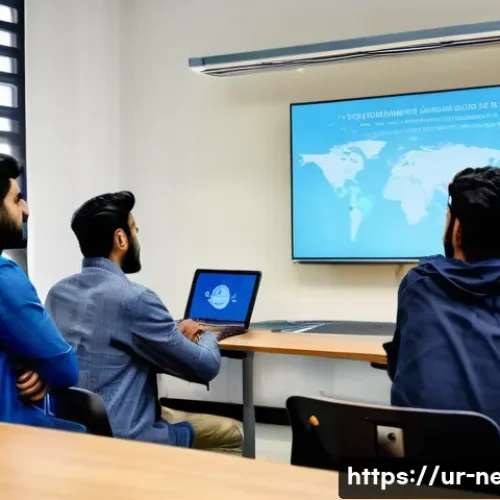 네트워크관리사 자격증 취득을 위한 필기 실기 공부법 - A detailed, modern classroom setting in Pakistan with a diverse group of young adult students attent...