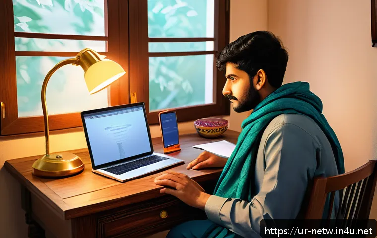네트워크 필기 시험에서 자주 실수하는 부분 - A detailed, realistic digital illustration of a young South Asian student sitting at a wooden desk i...