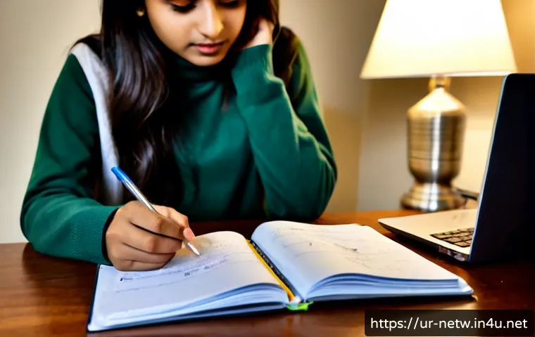 Home 17 네트워크 필기 시험의 난이도별 학습 전략 - Photorealistic Pakistani university student preparing for a network theory written exam at a tidy wo...